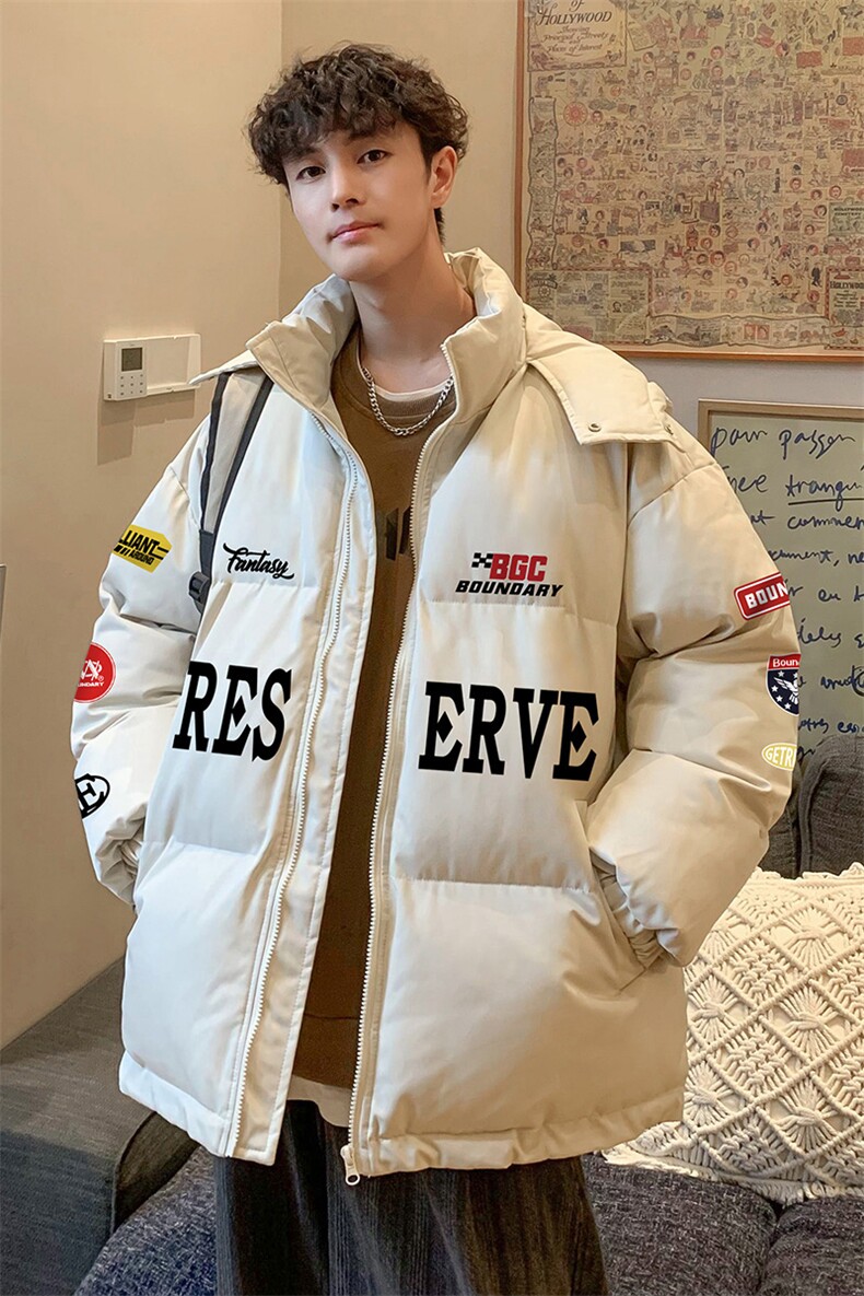 特批港风咖啡厅时尚字母印花连帽棉衣A247-TPMY220特批95,男装棉衣,电商A247