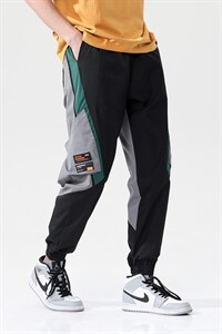 7XL-M 2023春季新款休闲运动工装裤男撞色束脚长裤加肥加大码控79图片