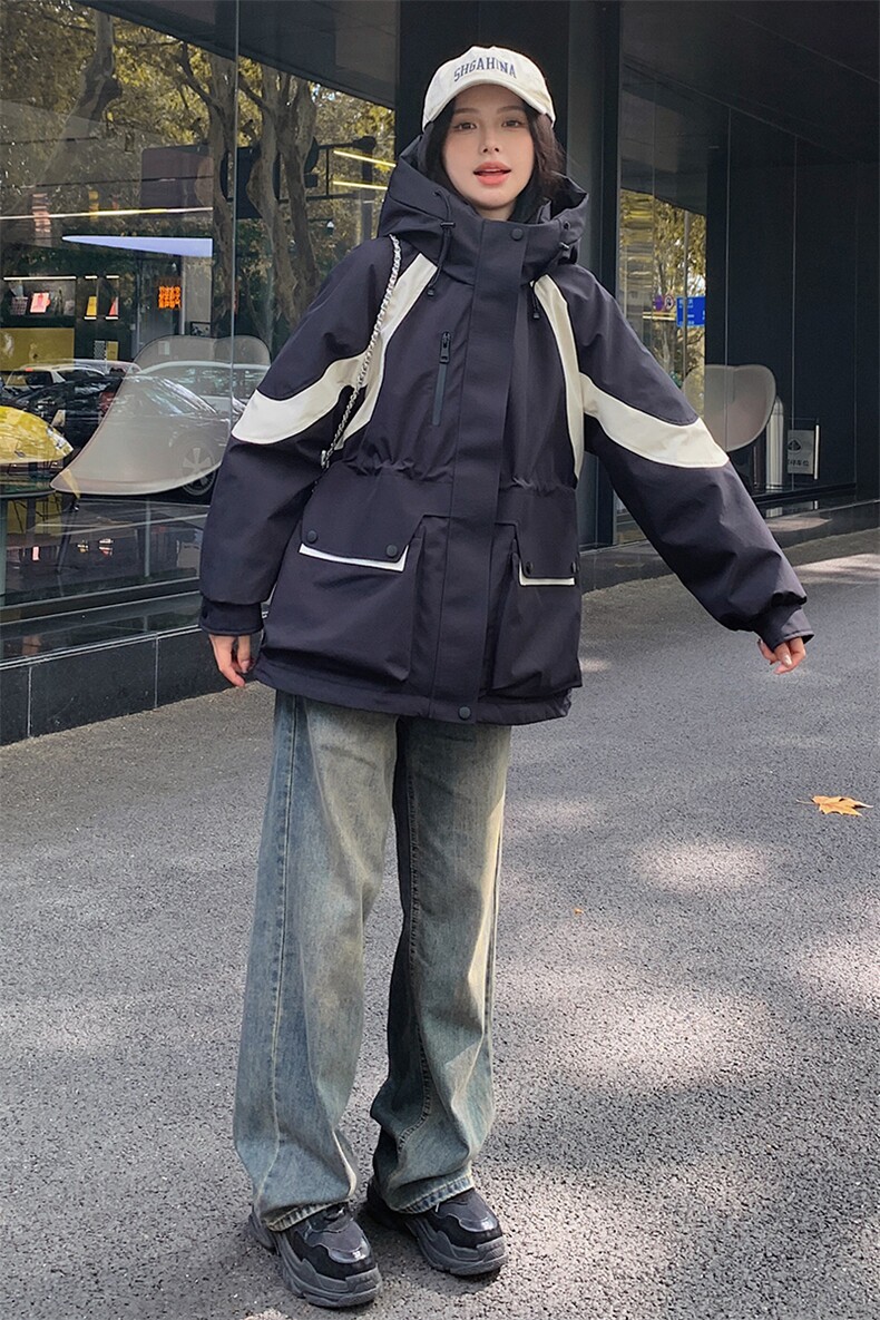 2024年冬季新款街头风时尚白鸭绒冲锋衣外套加绒加厚羽绒服女,女装羽绒服,辉之琳