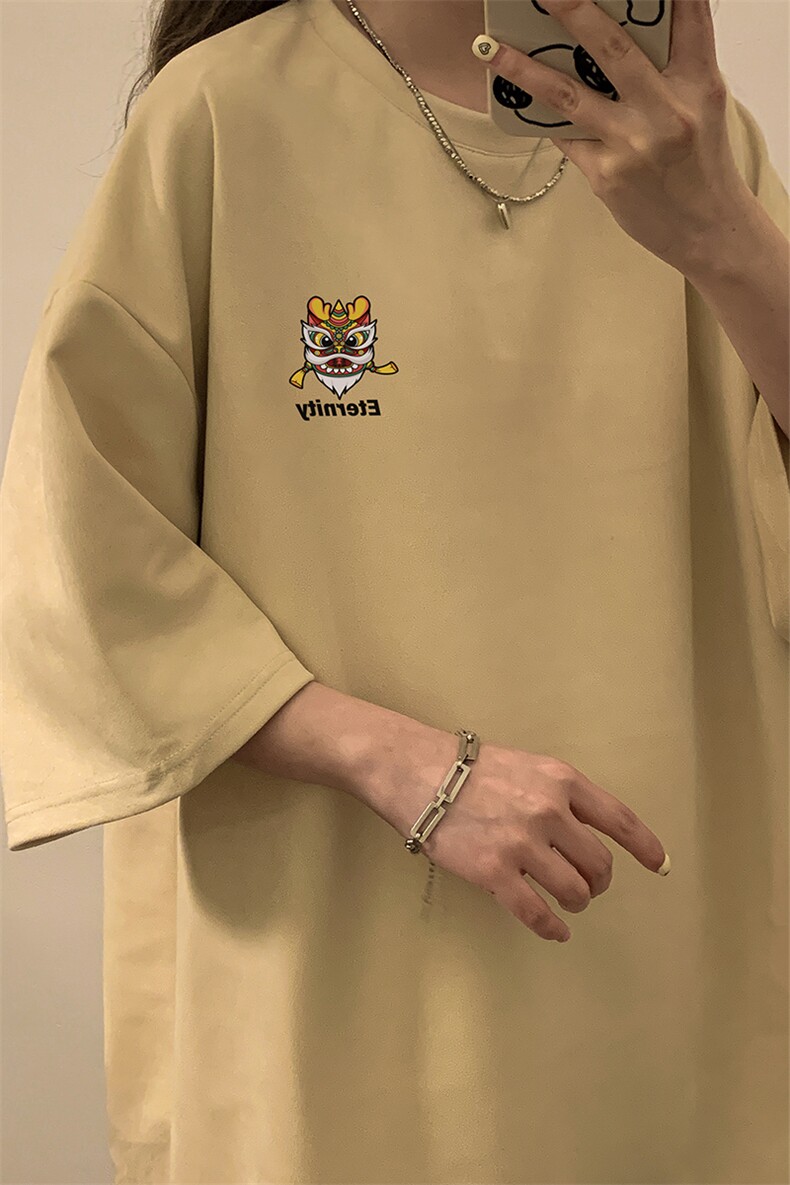 中性2026夏装新款宽松麂皮绒短袖T恤男女情侣装大码半袖衫S301P25,男装T恤,电商A233-1