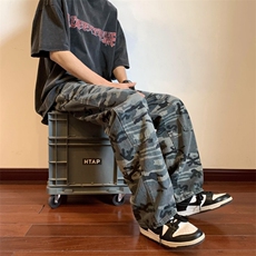 夏季直筒裤原宿迷彩休闲裤男女美式高街潮牌长裤NK300-P50，男装休闲裤，电商D202-1