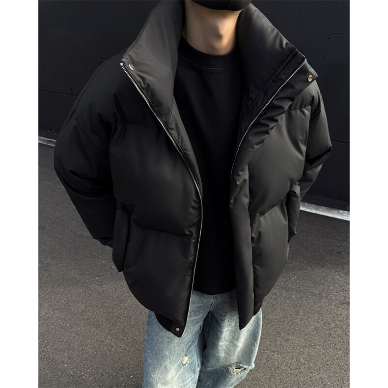 特批P100无差价冬季fit短款立领PU皮棉服男中性风大码棉袄M2909图片