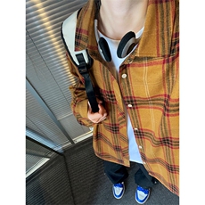 港风复古格子长袖衬衫男女中性衬衣外套C2214-P30【特价】，男装衬衫，电商A007