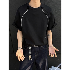 美式高街短袖T恤夏X7081-TP18不小众宽松插肩拼接宽松上衣，男装T恤，电商A102
