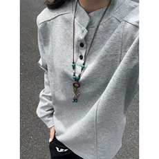 重磅解构拼接亨利领卫衣男秋季潮牌设计感宽松痞帅青少年上衣外套，男装T恤，星座809A(原222-1)