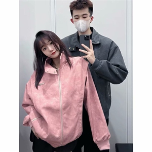 悟空有货美式复古立领机车皮衣外套男潮牌春秋宽松美拉德夹克图片
