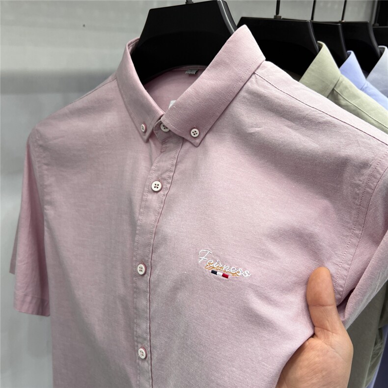 FN824801钱塘2020-1夏季新款宽松男士短袖衬衣简约纯色衬衫P60,男装衬衫,钱塘207-1