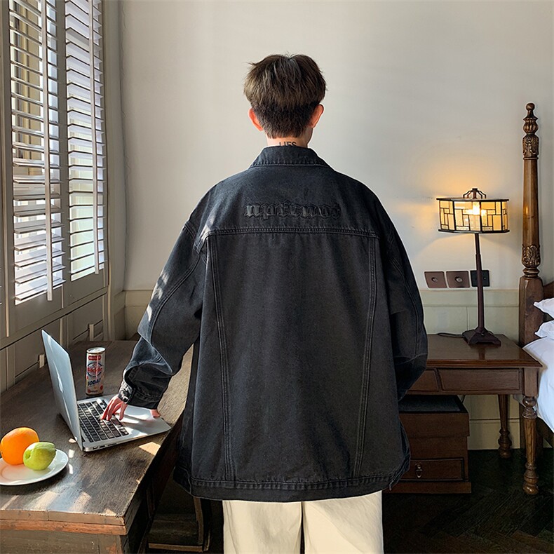 2023牛仔外套男春季宽松复古翻领工装夹克潮牌痞帅上衣JK964-P68,男装夹克,星座1103-3