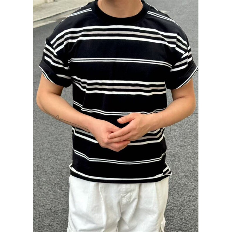 网T-2026新品针织毛衣短袖T恤凉感POLO衫T恤条纹打底衫 WK49-P36图片