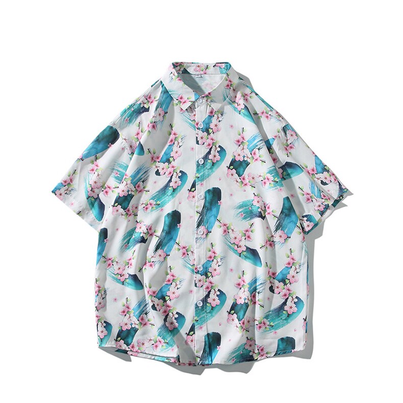 精品花衬衫大码男短袖夏季痞帅休闲上衣服外套翻领衬衣A012/P35,男装衬衫,电商A012