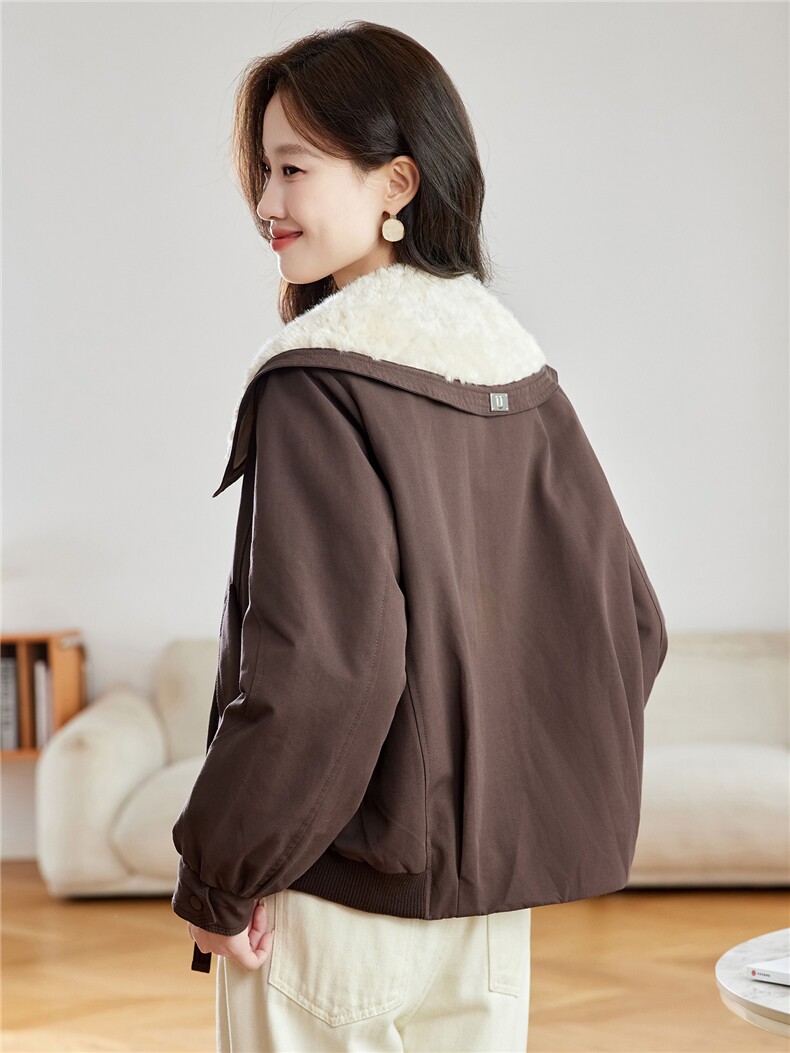 现货！2025年冬季新款娃娃领棉衣女短款时尚保暖棉服加绒加厚外套,女装棉衣/棉服,沐七七