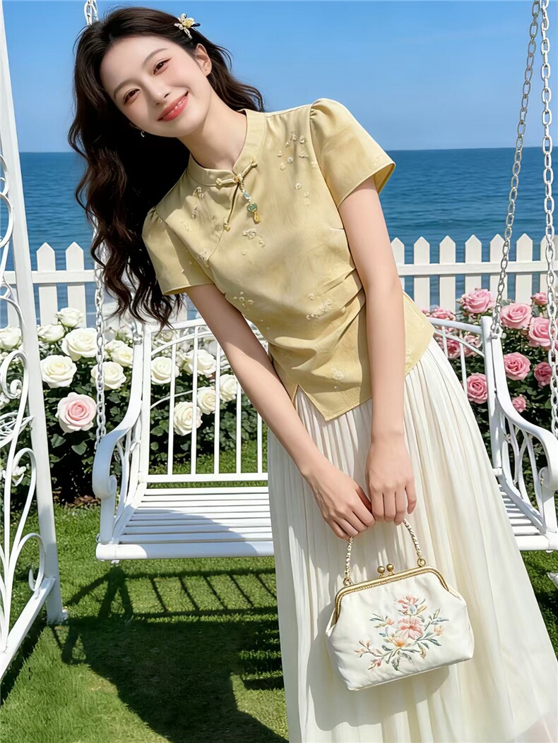 2026年夏季新中式女高级感两件套裙,女装套装/套裙,贝蕾酷儿