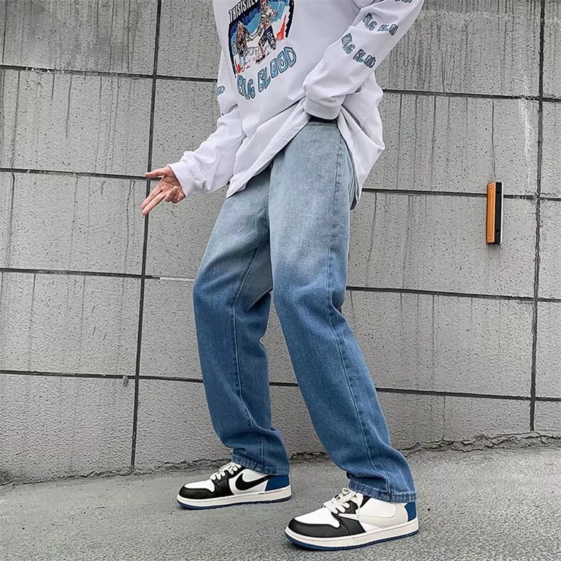 渐变色牛仔裤男宽松直筒潮牌ins九分裤学生夏季薄款裤N0901-P38,男装牛仔裤,星座308B-1