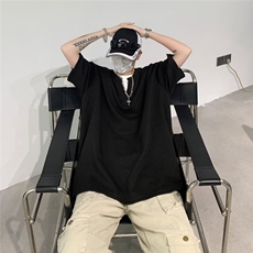 假两件拼接撞色宽松圆领短袖T恤男女夏季百搭潮流上衣~TX077-p38，男装T恤，星座601-2