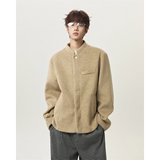 绵羊毛呢子夹克立领中山装西服短款宽松毛呢大衣外套-JK001P115，男装夹克，电商B289