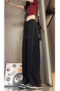 网图慎用 冰丝抽绳阔腿裤男女夏季垂坠感宽松休闲裤 310A-818-P20图片