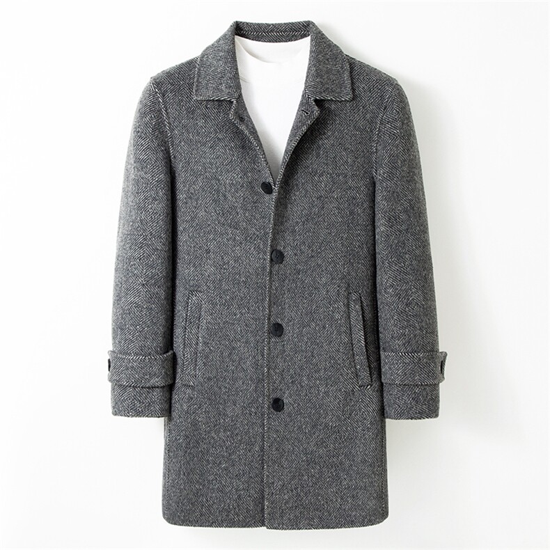 M2201钱塘2020-3双面呢羽绒服人字格精品大衣主推长期款稳定P395,男装毛呢大衣,钱塘207-3