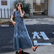 设计感小众牛仔衬衫时尚套装女2025夏季新款高腰显瘦半身裙两件套，女装套装/套裙，2C225