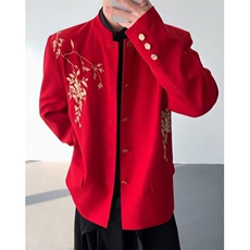 【007】刺绣立领中山装西服外套男复古痞帅西服A079-XZ34-P68，男装西服，电商A079