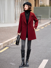 【羊毛】高档中长款西装领双面呢大衣女2026冬新款毛呢外套，女装双面呢大衣，衣之秀