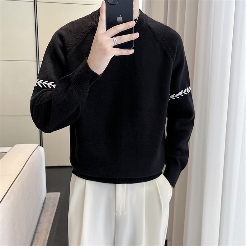 盗图-轻熟风小众设计感明线针织毛衣线衫MZ20/P75控105,男装针织衫/毛衣,电商A243