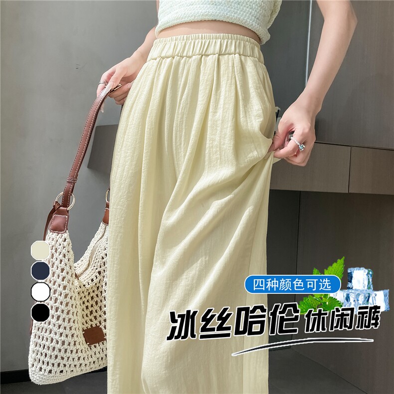 2025夏季新款松紧腰垂感亚麻气球裤小个子休闲显瘦慵懒九分裤,女装休闲裤,梦白服饰厂