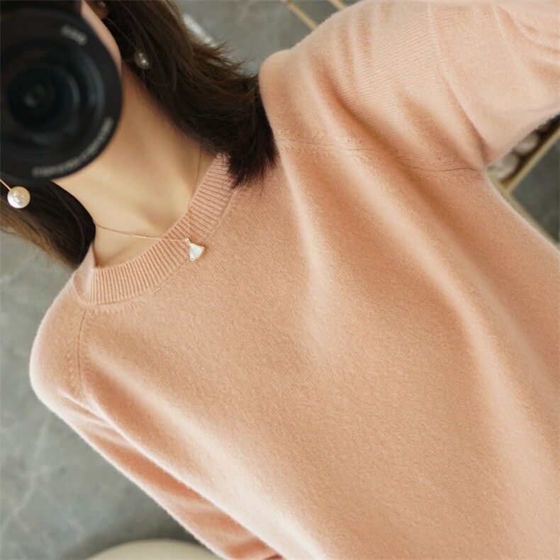 清仓【秒杀39元】羊毛衫女v领秋冬针织羊绒衫宽松圆领打底毛衣女，女装羊毛衫，鑫源羊绒