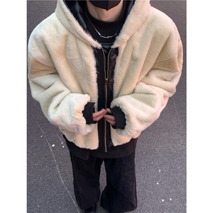 双面穿皮衣外套男款冬季高级感皮毛一体加厚pu皮连帽夹克棉服p118图片