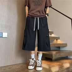 K5046/特P30夏季宽松休闲工装凉感七分裤男大码过膝短裤垂冰丝裤，男装休闲裤，电商A141