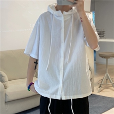 短袖衬衫男休闲夏季新款ins宽松百搭连帽衬衣薄款外套W967-P30，男装夹克，星座512-2