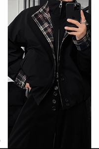 直播秋冬休闲格子拼接立领棉衣保暖棉服男 M212-P158(网图）图片