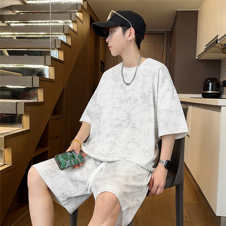 光版二开男士休闲套装运动扎染一套夏季透气A266-ZRYLTZ001-P50图片