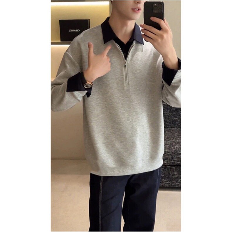 【档口现货】DL15-特P50高质量假俩件半拉链卫衣男-有量可谈，男装卫衣，星座603-2