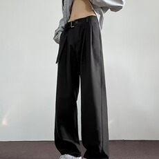 加绒加厚冬款男西裤坠感长腰带保暖直筒长裤H0050P55，男装休闲裤，星座1013-1