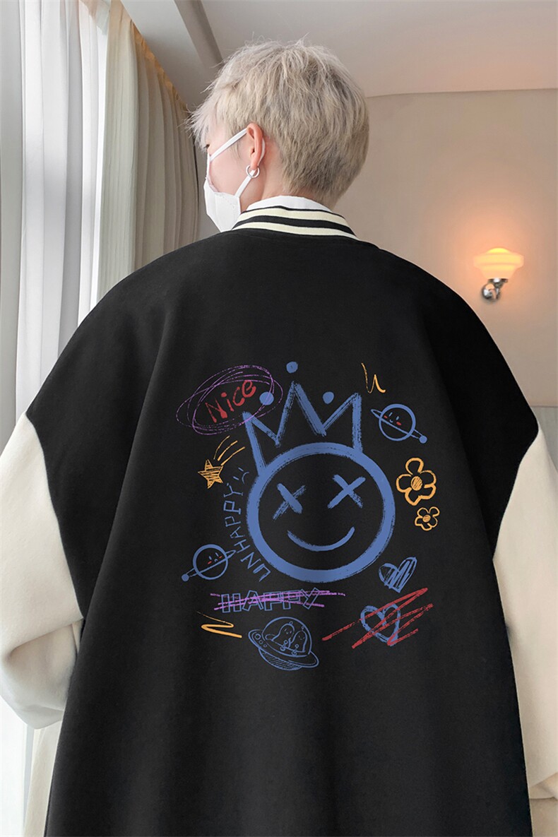 摇粒绒棒球服男大码开衫卫衣男夹克BF86180-P65,男装夹克,电商A040