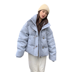 灰色面包服加厚保暖女设计感90白鸭绒宽松厚外套2263P305控458图片