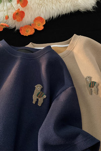 华夫格毛巾绣标短袖T恤5色M~5XL XZ604-DT402-P35控48图片