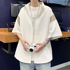 2023夏季港风ins个性格短袖衬衫男高街痞帅气工装衬衣CS057-P40，男装衬衫，星座308B-1