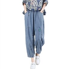 薄款天丝牛仔女2025夏季新款大码遮肉显瘦中年妈妈休闲，女装牛仔裤，叶笙衣