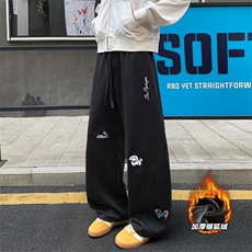 曼巴棉450g重磅腊肠狗加厚银狐绒弯刀裤男K24037J加绒-特P55控108，男装卫衣，电商A001
