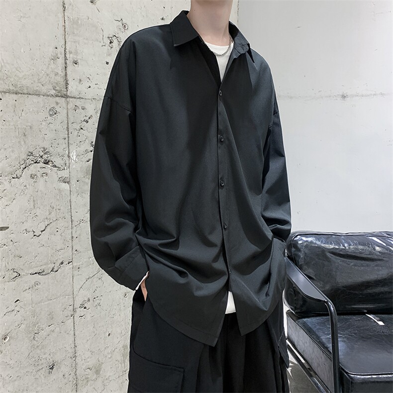 现货港风宽松冰丝长袖衬衫男KD137-P40,男装衬衫,电商D312-1