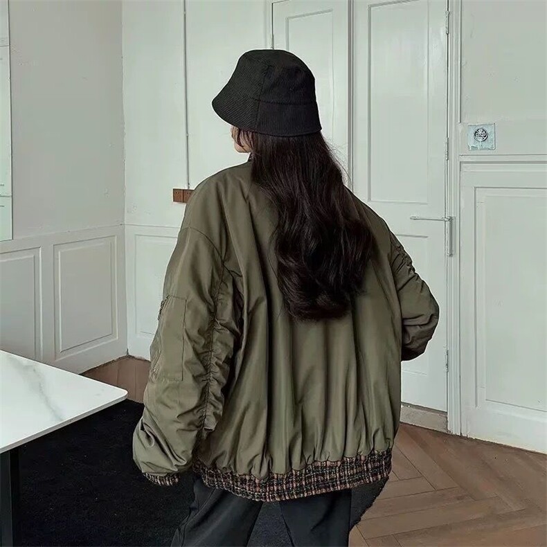 棉服加厚军绿色飞行员夹克男胖子高级感oversize棒球服大码外套,男装夹克,四季星座505