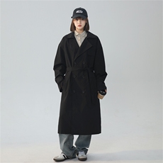 FY9081/P80春装新款中性风风衣外套男韩版中长款双排扣过膝上衣，女装风衣，电商A141