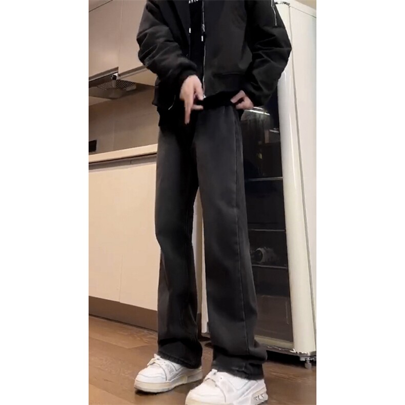 B221美式ins高街小众百搭纯色微喇牛仔裤LK22087-P55控78,男装牛仔裤,电商B221