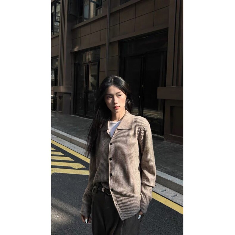 XZ1005-1-HXD1529-P68-华夫格慵懒氛围感开衫毛衣外套男女,男装针织衫/毛衣,星座1005-1