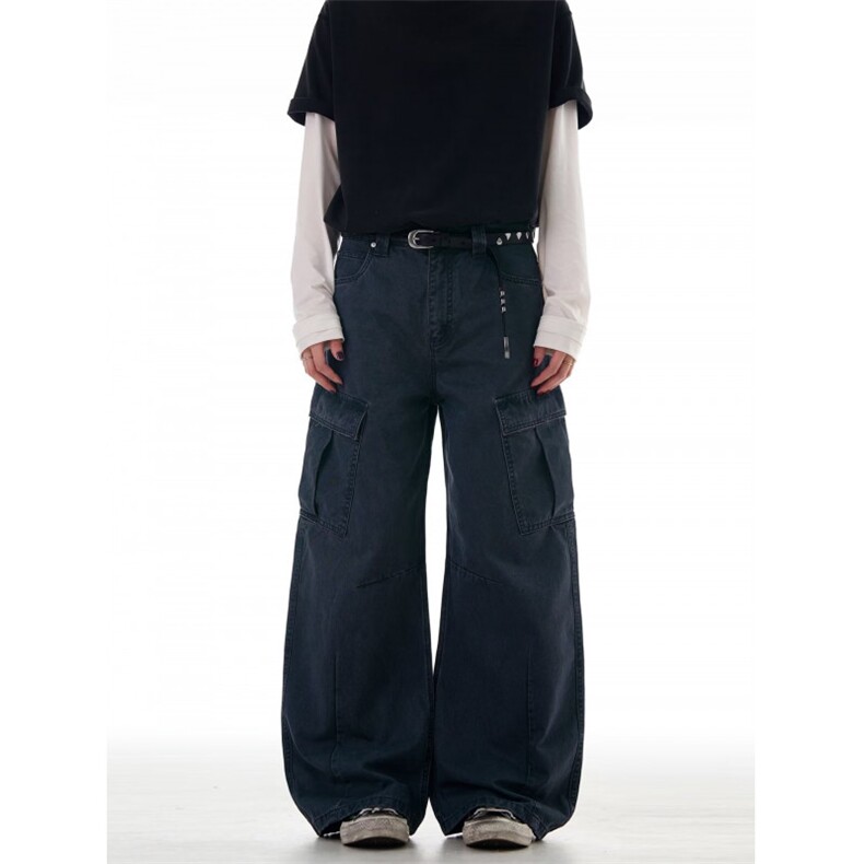 美式微喇叭牛仔裤男女复古cleanfit水洗棉工装裤子K90066-P60网图,男装牛仔裤,电商B245