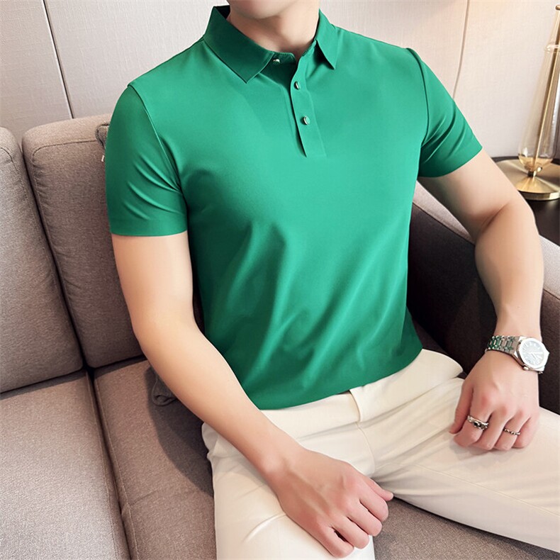 2025主推专利扣子冰丝纯色无痕Polo衫夏季短袖T恤777-特P63,男装T恤,电商D342