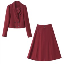 现货2023秋季时尚简约大方气质优雅收腰显瘦休闲修身潮流两件套，女装套装/套裙，三木叶子