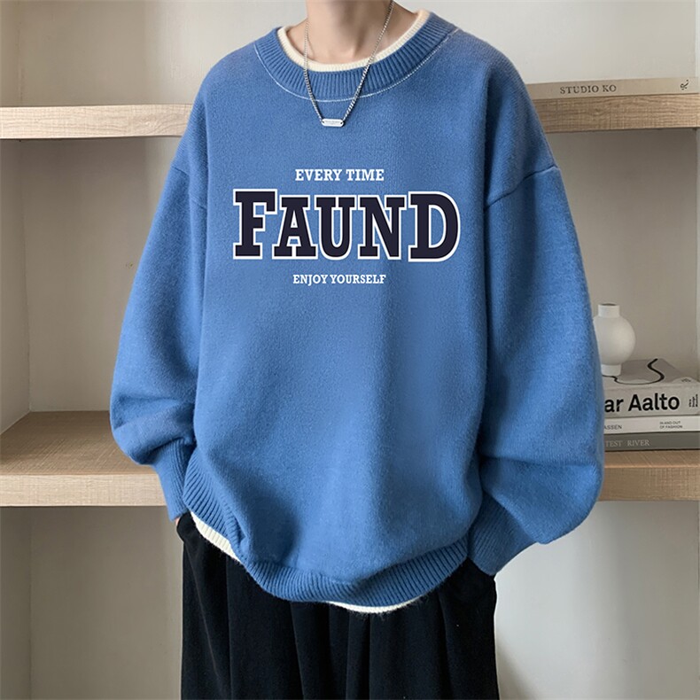 控78假两件毛衣男大码加绒针织衫男毛线衣M80295-P55加绒P70,男装针织衫/毛衣,电商A040