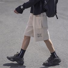2021夏季港风新款男宽松五分裤学生日系工装短裤潮504-K023-P35，男装休闲裤，星座504